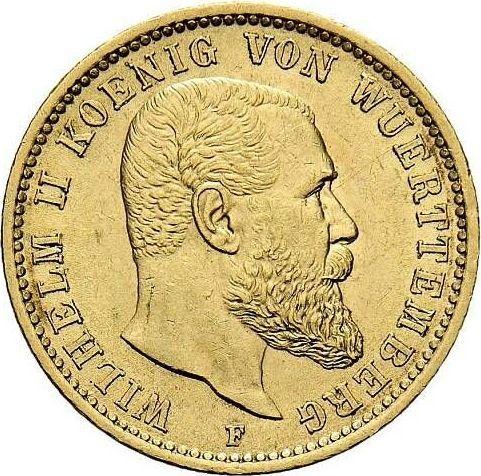 Аверс монеты - 20 марок 1905 года F "Вюртемберг" - цена золотой монеты - Германия, Германская Империя