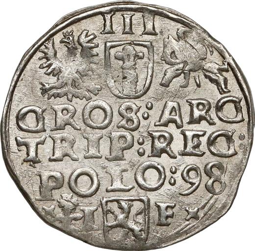 Rewers monety - Trojak 1598 IF "Mennica wschowska" - cena srebrnej monety - Polska, Zygmunt III