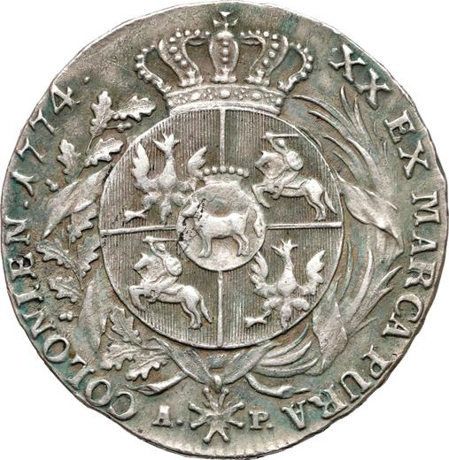 Reverso Medio tálero 1774 AP "Cinta en el pelo" - valor de la moneda de plata - Polonia, Estanislao II Poniatowski