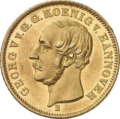 Awers monety - 5 talarów 1853 B "Typ 1853-1856" - cena złotej monety - Hanower, Jerzy V