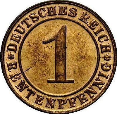 Аверс монеты - 1 рентенпфенниг 1924 года D - цена  монеты - Германия, Bеймарская республика
