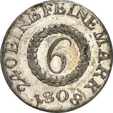 Реверс монеты - 6 крейцеров 1808 года - цена серебряной монеты - Саксен-Мейнинген, Бернгард II