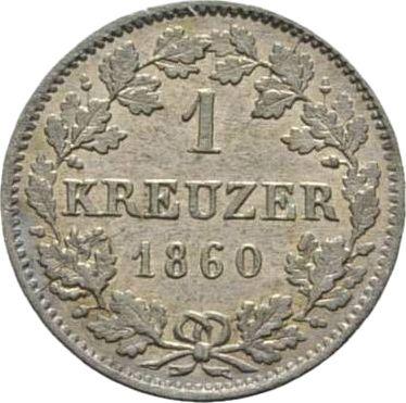 Реверс монеты - 1 крейцер 1860 года - цена серебряной монеты - Гессен-Дармштадт, Людвиг III