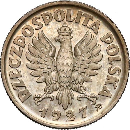 Аверс монеты - Пробные 2 злотых 1927 года Без надписи PRÓBA - цена серебряной монеты - Польша, II Республика