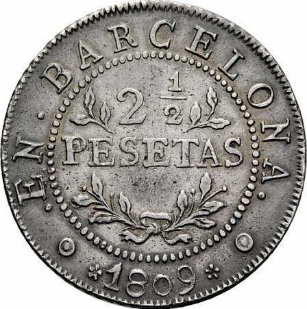 Реверс монеты - 2 1/2 песет 1809 года - цена серебряной монеты - Испания, Жозеф Бонапарт