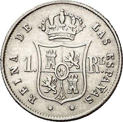 Rewers monety - 1 real 1861 Ośmioramienne gwiazdy - cena srebrnej monety - Hiszpania, Izabela II