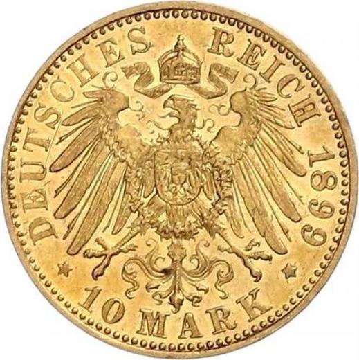 Реверс монеты - 10 марок 1899 года A "Пруссия" - цена золотой монеты - Германия, Германская Империя