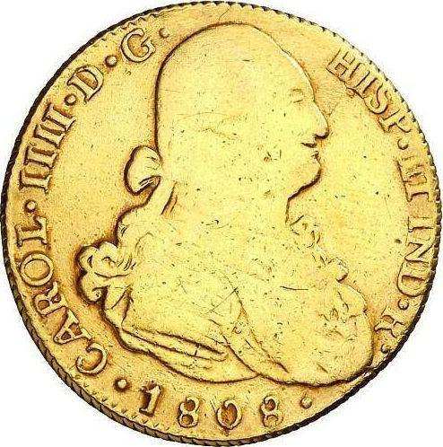Awers monety - 4 escudo 1808 PTS PJ - cena złotej monety - Boliwia, Karol IV
