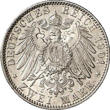 Reverse 2 Mark 1901 J "Hamburg" - Silver Coin Value - Germany, German Empire