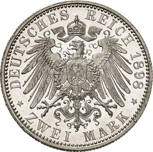 Reverso 2 marcos 1898 A "Prusia" - valor de la moneda de plata - Alemania, Imperio alemán