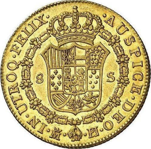 Реверс монеты - 8 эскудо 1776 года M PJ - цена золотой монеты - Испания, Карл III
