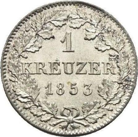 Реверс монеты - 1 крейцер 1853 года - цена серебряной монеты - Бавария, Максимилиан II