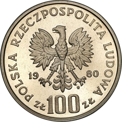 Аверс монеты - Пробные 100 злотых 1980 года MW "Глухарь" Никель - цена  монеты - Польша, Народная Республика
