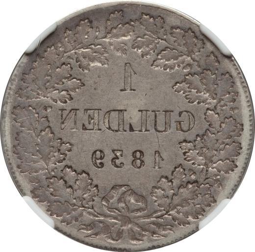Реверс монеты - 1 гульден 1838-1856 года Инкузный брак - цена серебряной монеты - Вюртемберг, Вильгельм I