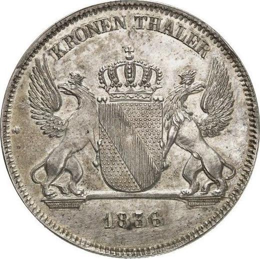 Reverso Tálero 1836 "Industria minera de Baden" - valor de la moneda de plata - Baden, Leopoldo I de Baden