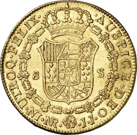 Реверс монеты - 8 эскудо 1791 года NR JJ "Тип 1789-1791" - цена золотой монеты - Колумбия, Карл IV