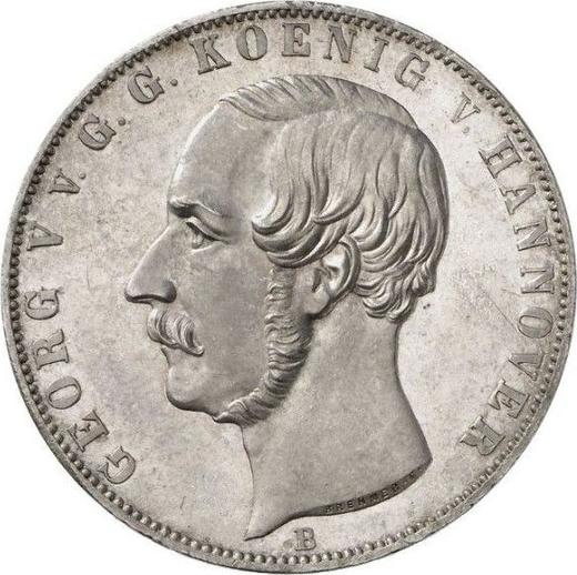 Аверс монеты - 2 талера 1854 года B "Посещение монетного двора" - цена серебряной монеты - Ганновер, Георг V
