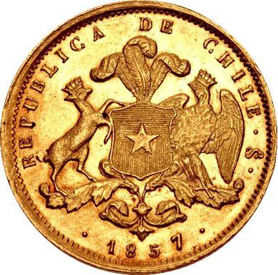 Avers 2 Pesos 1857 - Goldmünze Wert - Chile, Republik