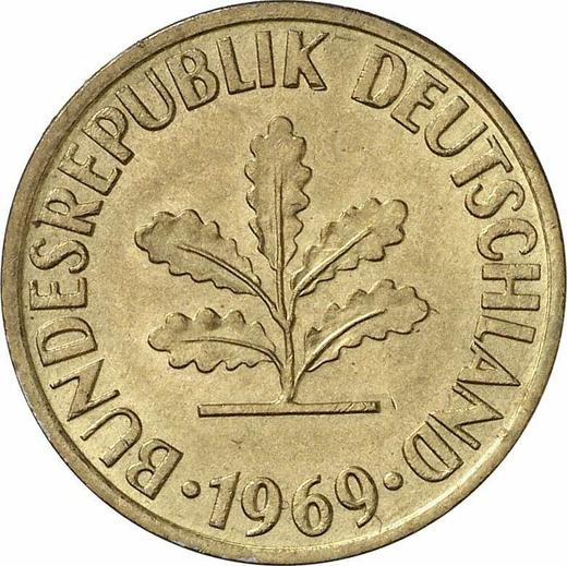 Реверс монеты - 10 пфеннигов 1969 года D - цена  монеты - Германия, ФРГ