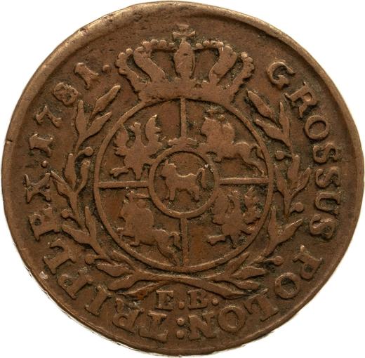 Reverso Trojak (3 groszy) 1781 EB - valor de la moneda  - Polonia, Estanislao II Poniatowski