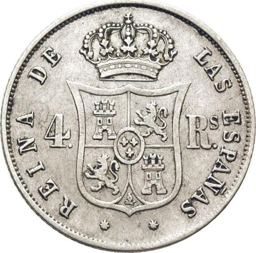 Reverso 4 reales 1862 Estrellas de ocho puntas - valor de la moneda de plata - España, Isabel II