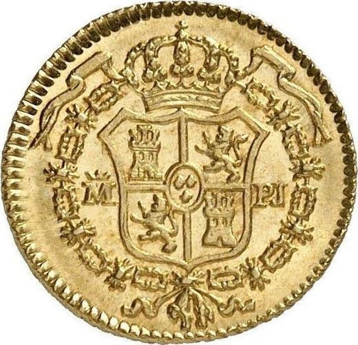 Реверс монеты - 1/2 эскудо 1776 года M PJ - цена золотой монеты - Испания, Карл III