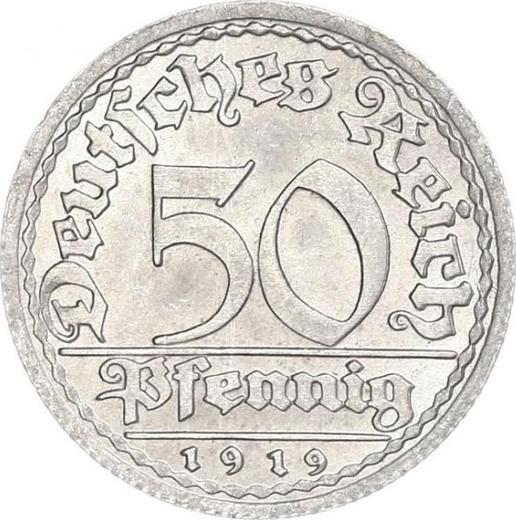 Obverse 50 Pfennig 1919 F -  Coin Value - Germany, Weimar Republic