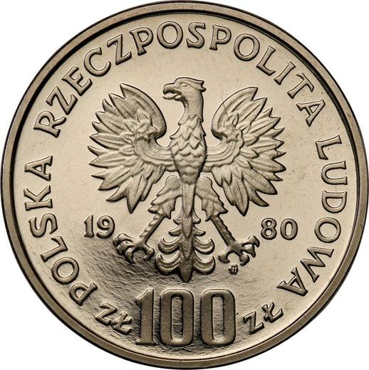 Awers monety - PRÓBA 100 złotych 1980 MW "XXII Letnie Igrzyska Olimpijskie - Moskwa 1980" Nikiel - cena  monety - Polska, PRL