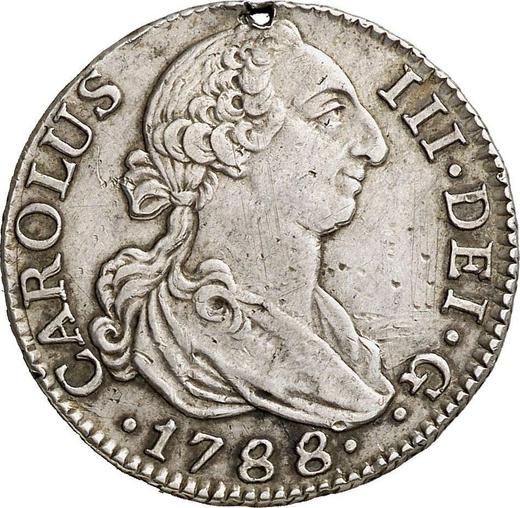 Avers 2 Reales 1788 M DV - Silbermünze Wert - Spanien, Karl III