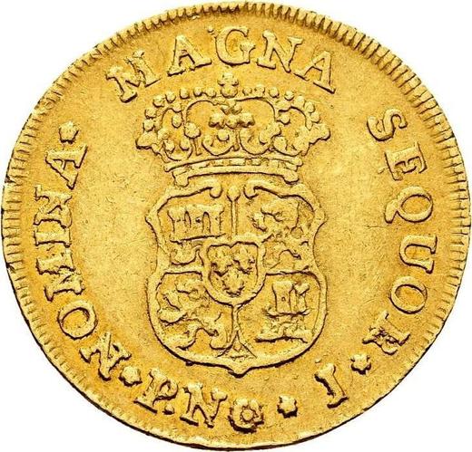 Reverso 2 escudos 1763 PN J "Tipo 1760-1771" - valor de la moneda de oro - Colombia, Carlos III