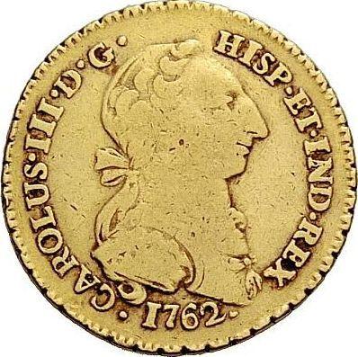 Awers monety - 2 escudo 1762 Mo MF - cena złotej monety - Meksyk, Karol III