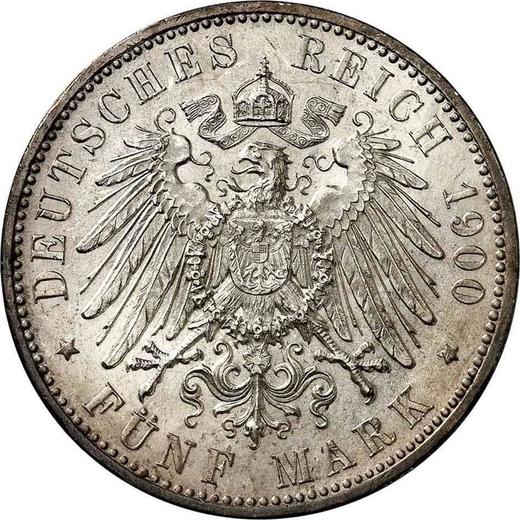 Reverso 5 marcos 1900 F "Würtenberg" - valor de la moneda de plata - Alemania, Imperio alemán