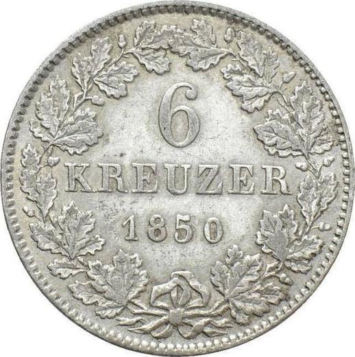 Реверс монеты - 6 крейцеров 1850 года - цена серебряной монеты - Гессен-Дармштадт, Людвиг III