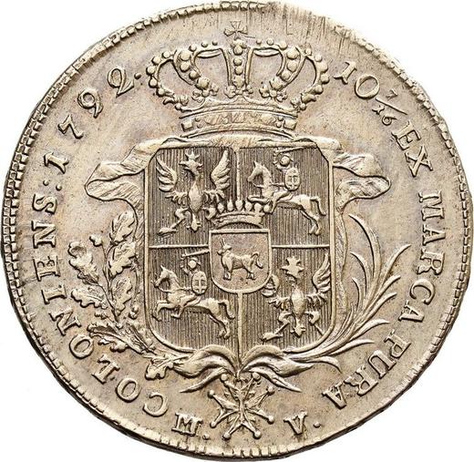 Reverso Tálero 1792 MV - valor de la moneda de plata - Polonia, Estanislao II Poniatowski
