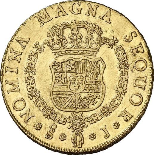 Reverso 8 escudos 1760 So J - valor de la moneda de oro - Chile, Fernando VI