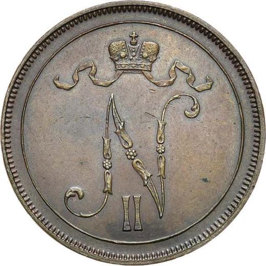 Аверс монеты - 10 пенни 1895 года - цена  монеты - Финляндия, Великое княжество