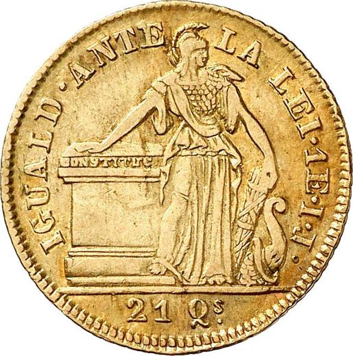 Reverso 1 escudo 1840 So IJ - valor de la moneda de oro - Chile, República