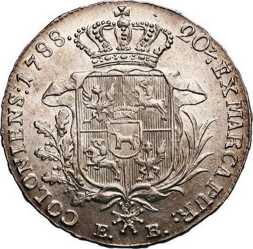 Реверс монеты - Полталера 1788 года EB - цена серебряной монеты - Польша, Станислав II Август