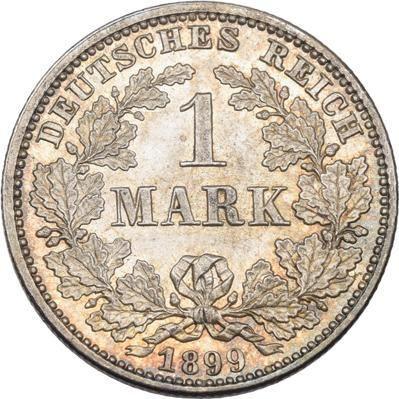 Аверс монеты - 1 марка 1899 года G "Тип 1891-1916" - цена серебряной монеты - Германия, Германская Империя