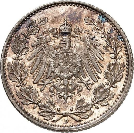 Реверс монеты - 1/2 марки 1913 года D "Тип 1905-1919" - цена серебряной монеты - Германия, Германская Империя
