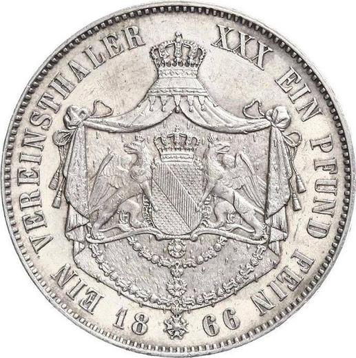 Reverso Tálero 1866 - valor de la moneda de plata - Baden, Federico I