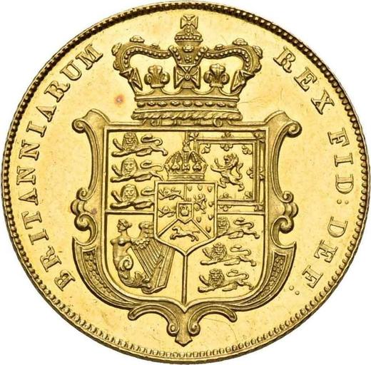 Реверс монеты - Соверен 1826 года - цена золотой монеты - Великобритания, Георг IV