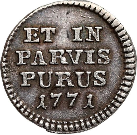 Reverso Prueba Grosz de plata (1 grosz) (Srebrnik) 1771 "Monograma inscrito" - valor de la moneda de plata - Polonia, Estanislao II Poniatowski