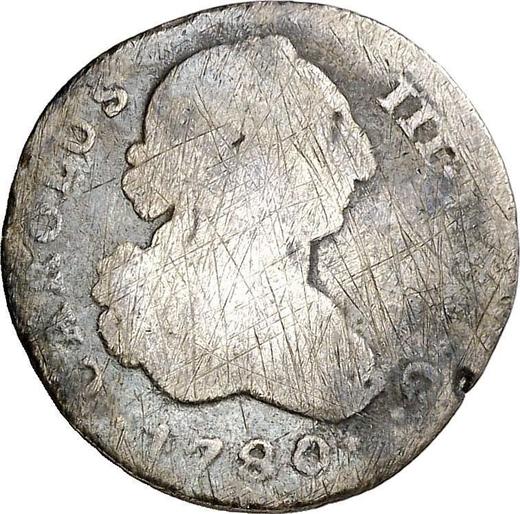 Awers monety - 1 real 1780 M PJ - cena srebrnej monety - Hiszpania, Karol III