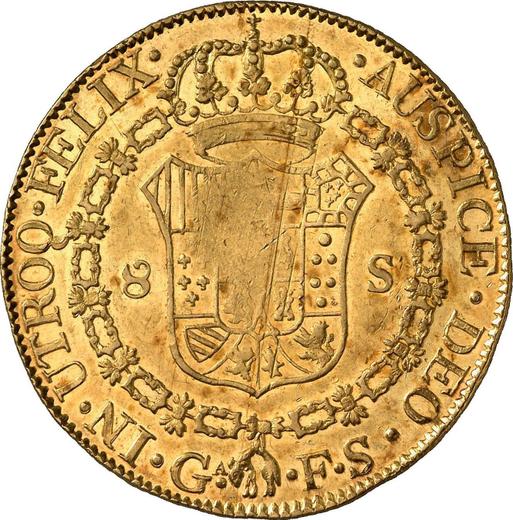 Reverso 8 escudos 1821 G FS - valor de la moneda de oro - México, Fernando VII
