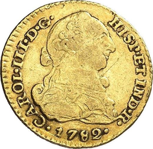 Аверс монеты - 1 эскудо 1782 года NR JJ - цена золотой монеты - Колумбия, Карл III
