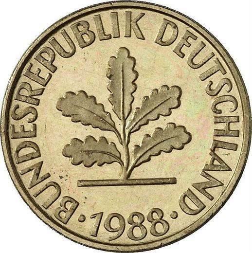 Реверс монеты - 10 пфеннигов 1988 года F - цена  монеты - Германия, ФРГ