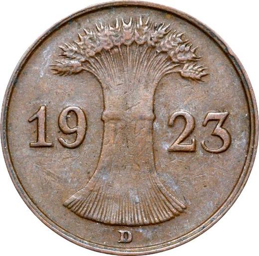 Реверс монеты - 1 рентенпфенниг 1923 года D - цена  монеты - Германия, Bеймарская республика