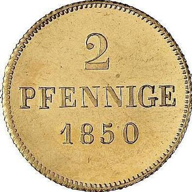 Реверс монеты - 2 пфеннига 1850 года Золото - цена золотой монеты - Бавария, Максимилиан II