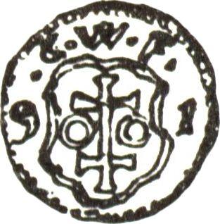 Реверс монеты - Денарий 1591 года CWF "Тип 1588-1612" - цена серебряной монеты - Польша, Сигизмунд III Ваза